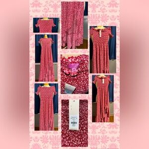 Perdita Off Shoulder Floral Red Maxi Dress